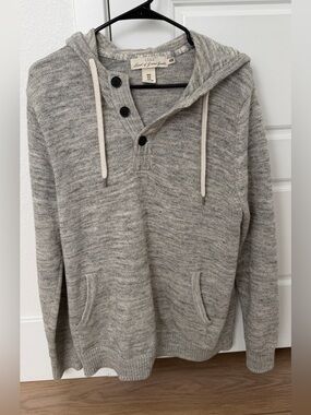 L.O.G.G. H&M Men's Grey Button Up Pullover Hooded Sweater M